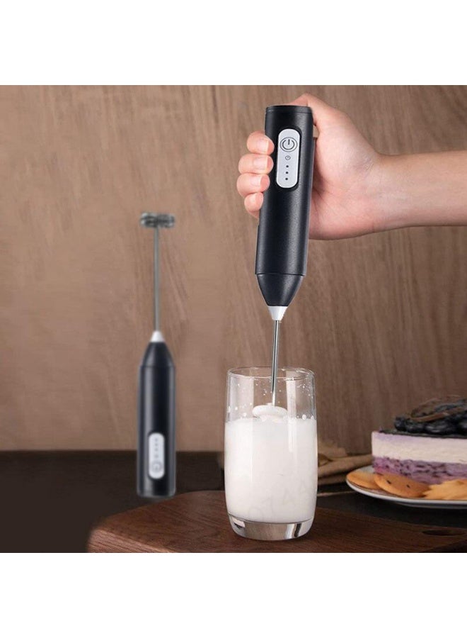 خفاقة حليب كهربائية قابلة للشحن مع مضرب بيض USB-C - مضرب قهوة يدوي بثلاث سرعات لتحضير النسكافيه واللاتيه والكابتشينو - مضربان مزدوجان من الفولاذ المقاوم للصدأ + مضرب بيض إضافي - خلاط مشروبات صغير - Image 4